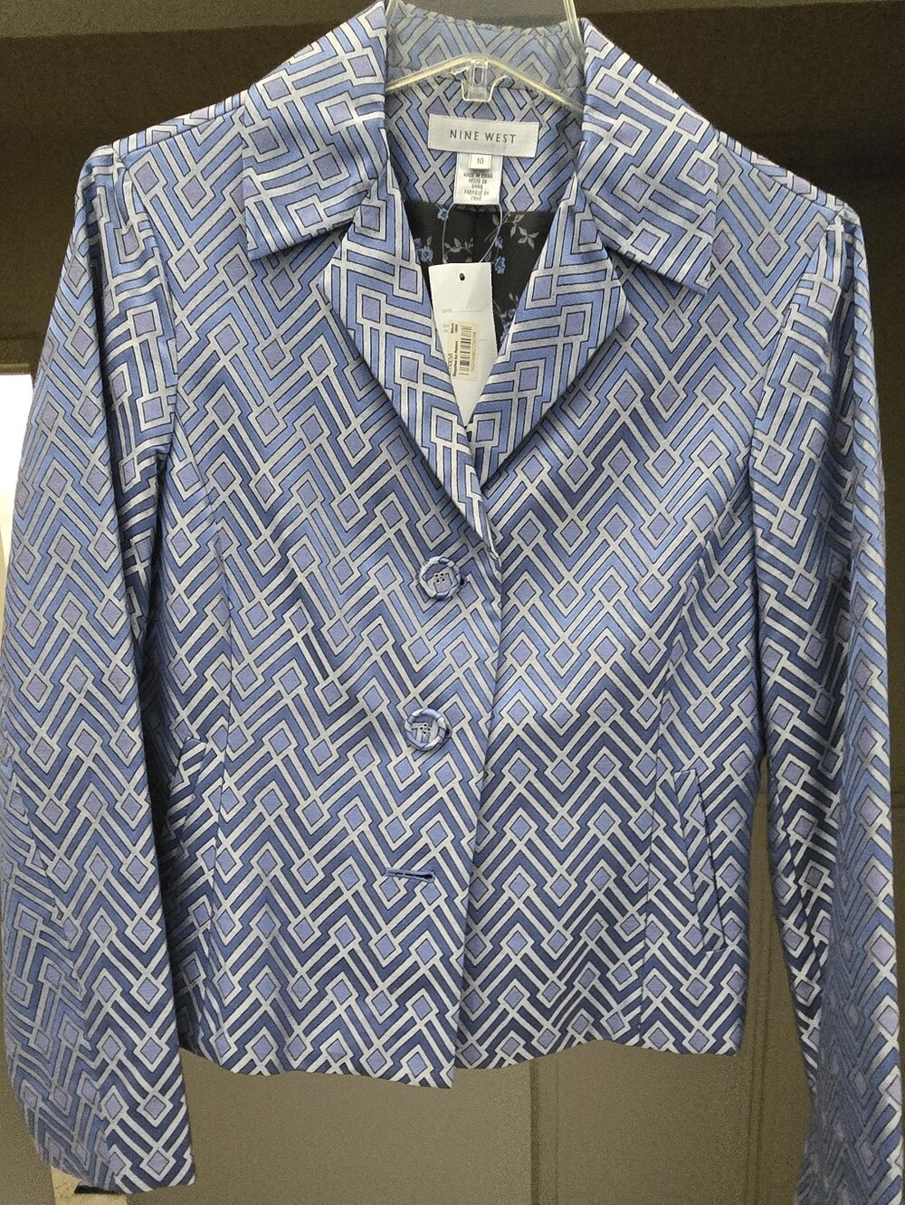 Nine West Lavender and White Geometric Blazer